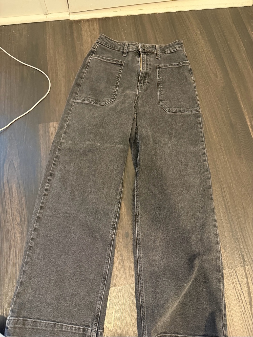 Just Black Relaxed Wide-Leg Jeans in Washed Charcoal